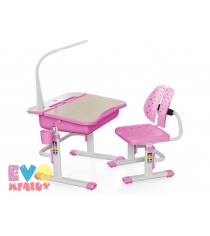 Детская парта и стульчик Mealux EVO-03 PN с лампой